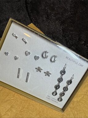 Beautiful Day Silver-Tone Cubic Zirconia- 7-Pair Earring Set